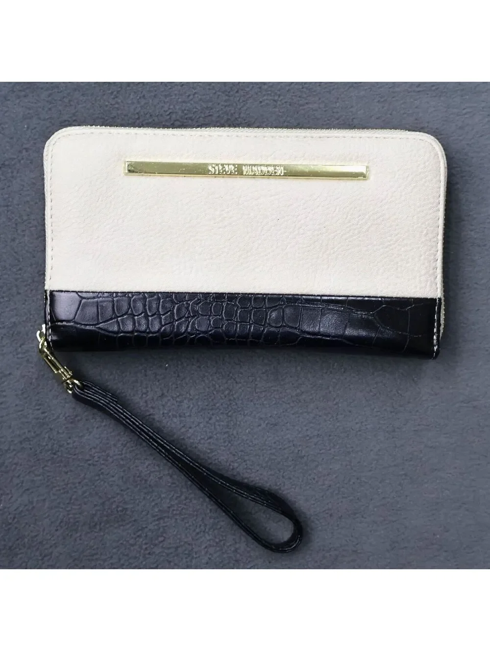 Women's Steve Madden Two-Tone Zip Around Wristlet Wallet